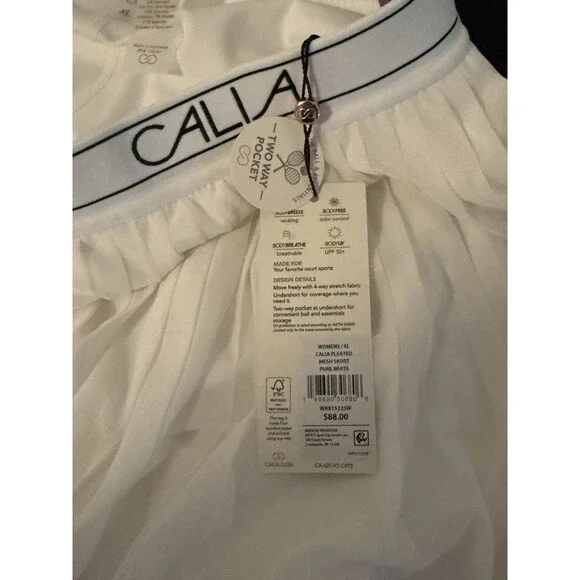 CALIA Pleated Mesh Skort Womens XL White High Rise Tennis Golf Pickleball NWT - Picture 3 of 5